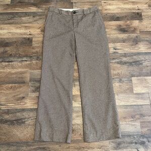 Banana Republic | Wool Blend Lined Wide Leg Trousers - Brown Herringbone